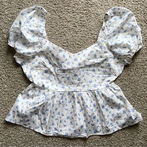 NWT Forever 21 Plus White Cropped Peplum Top Open Back Sz 1X